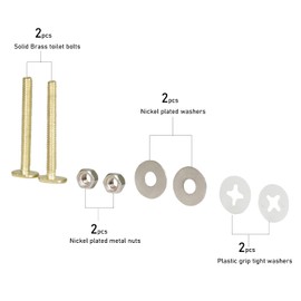 Raven T-KCDC-36436 Brass Closet Bolts with Nuts and Washers For Toilets, 1/4-inch x 2-1/4 inch, Set of 2, 1/4" x 2-1/4"