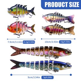 Bionic Swimming Bait, Bionic Swimming Lure Gear, 6 PCS Multi-Jointed Robotic Fishing Lure That Swim by Itself, Suitable for All Kinds of Fishing Waters and Gifts