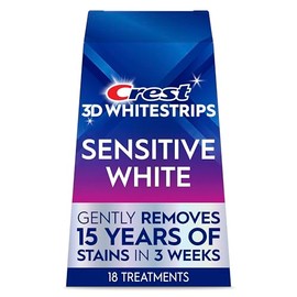 Crest 3D Whitestrips Sensitive At-home Teeth Whitening Kit, 18 Treatments, Gently Removes 15 Years of Stains