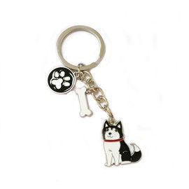 BbearT® Dog Tag Dog Key-ring Keychain,Cute Small Dog Puppy ID Tags Metal Dog Keychain Keyring Keyfob Key Tags Car Keyring Bag Charm Birthday (Black Husky)