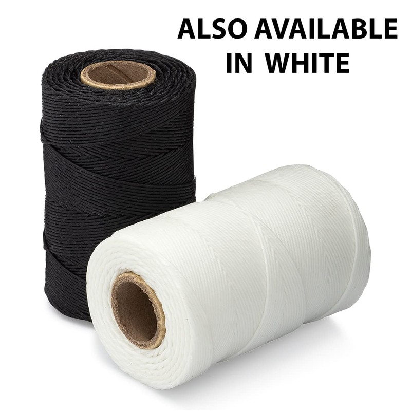 9-Ply Black Waxed Lacing Cord Twine with Dispenser Box 160