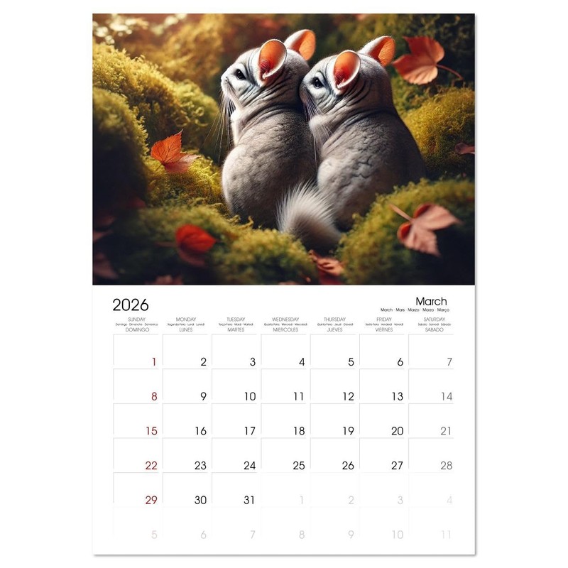 Irresistible Chinchillas (Monthly Wall Calendar 2026 16.5" x 23.4" (open)),