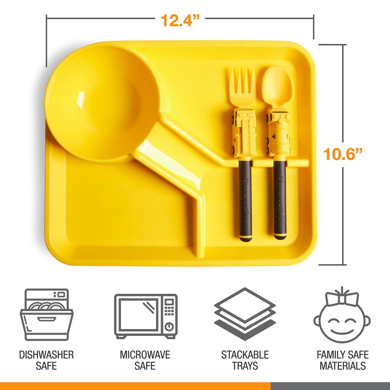Dinneractive Dining Set For Kids - 3PC Yellow Firefighter Dinnerware