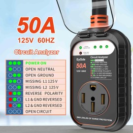 EyGde RV Surge Protector 50 Amp, RV Circuit Analyzer with Waterproof Cover, RV Accessories Power Voltage Protection Guard for Camper Travel Trailers