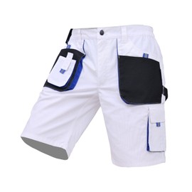 WORK IDEA Men's Cargo Shorts Relaxed Fit Multi-Pocket Outdoor Workwear,White,L