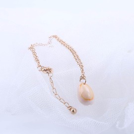 Sundarwald Simple Style Cowrie Shell Anklet with Golden Tassel Chain for Women, Natural Seashell Beach Jewelry For Foot, Boho Ocean Gifts