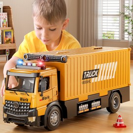 Carrier Truck Race Track Boy Toddlers Toys, Truck Toys for Toddlers 3-5 5-7, Toy Transport Car with Tower Crane Light & Sound, Excavators Cars Gifts for Age 3 4 5 6 7 Years Old Boys Girls