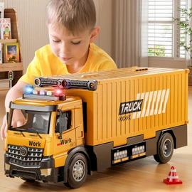 Carrier Truck Race Track Boy Toddlers Toys, Truck Toys for Toddlers 3-5 5-7, Toy Transport Car with Tower Crane Light & Sound, Excavators Cars Gifts for Age 3 4 5 6 7 Years Old Boys Girls