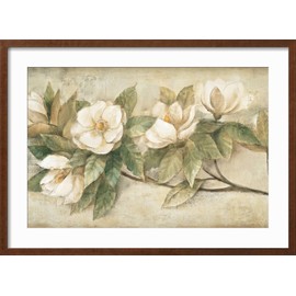ART.COM Framed Wall Art Prints Sugar Magnolia Vintage by Albena Hristova, Botanical Decor, 24" x 16", Espresso Frame with White Mat