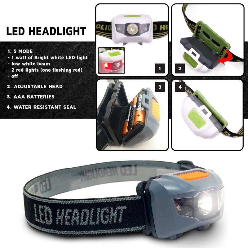 Bright Eyes - 2-Pack Cree LED Headlamp (White and Red