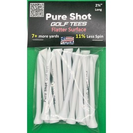HD Products 7 More Yards? Pure Shot Golf Tee (20 per Package) 2-3/4" Long with 0.38" Wide Head. Flatter Head Resulting in No Reistance, Designed to Have Zero Interference on The Golf Ball. (White)