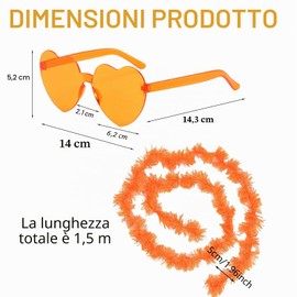 SSKHE Set di 12 Boas in piume colorate con aletta 6,6 ft con occhiali da sole senza cornice, boa piuma per cosplay, Halloween, danza e feste