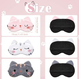 ACEmedia Cute Eye Mask for Sleeping 3 Pieces, Cartoon Cat Face Eye Cover, Funny Animal Sleeping Eye Mask,Super Soft Funny Eye Cover for Kids Girls and Adult