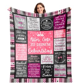 lelewangluo Birthday Gift for Women, Birthday Gift for Mum, Wife, Girls, Girlfriend, Girlfriend, Sister, Funny Birthday Gift Blanket, Happy Birthday Decoration Blanket, 150 x 130 cm