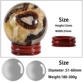 KYEYGWO Natural Septarian Dragon Stone Crystal Ball Ornament with Stand, 51-60mm Crystal Sphere Stone Ball for Divination Wiccan Witchcraft Healing Stone Meditation Feng Shui Decor