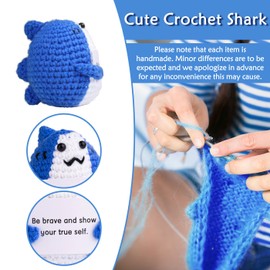MAIBAOTA Positive Crochet Shark Emotional Inspirational Motivational Support Shark Gifts for Women Lovers (with Encouragement Support Message)