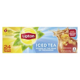 Lipton Family Sized Iced Unsweetened Black Tea bags Caffeinated 24 ct pack of 12