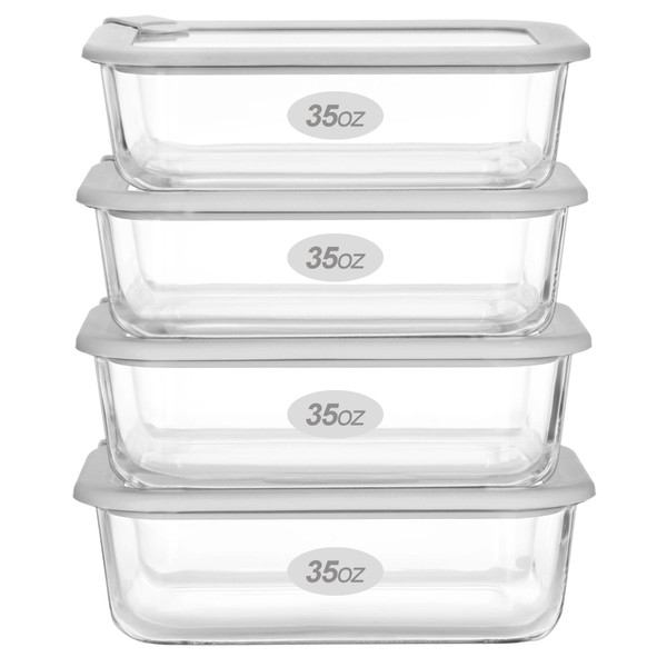 Glass Food Containers with Glass Lid, Microwave Safe Food Storage