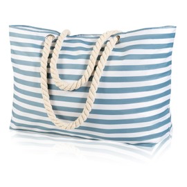 KUAK Beach Bag Large Waterproof Sandproof Travel Tote Bags for Women, Vacation, Family with Lining, Zipper, Inner Pockets