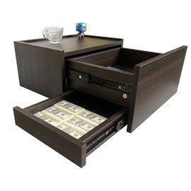 Lizipai Floating Nightstand Wall Mounted, Concealment Furniture,Night Stand with Drawer, ​Hanging Bedside Table （Night Falls Black-Left-Big）