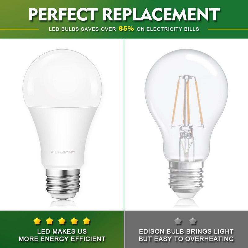 Zorykn 3 Way LED Light Bulbs, 40 60 100 Watt