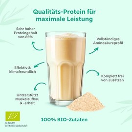 ULTIMATE PROTEIN 100% BIO Vegan - 1Kg - Neutral - 85% Proteingehalt mit allen essenziellen Aminos√§uren - Pflanzliches Bio Eiwei√üpulver aus Reis Erbse Hanf, DE-√ñKO-039, ohne Soja und S√º√üungsmittel