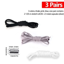 GIRAFEDA Pack of 6 Elastic Shoelaces Without Tying Sneaker Shoe Laces with Quick Release Flexible Shoe Laces No Tie Shoelaces for Sports Runners Seniors Children (105 cm Black/White/Grey), black,