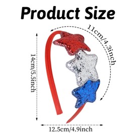 Ecuupas Independence Day Headband for Women,4th of July Hairband,Glitter Red Sliver Blue Star Hair Hoop, Non-Slip Headwear Girl Hair Accessories for Patriotic Memorial Day,Parade Party