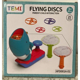 TEMI Flying Disc  Launcher W/ 16 Discs (25 pieces) Outdoor Toys for Kids Ages 3+ New