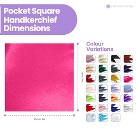 Hot Pink Men’s Satin Pocket Square – Italian Style Plain Handkerchief for Suit, Wedding, Formal Wear, Prom & Gift – Unisex Solid Colour Hanky for Grooms, Parties & Fashion Accessories - 23cm