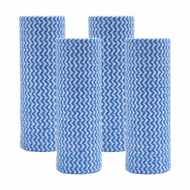 GUOYUANGLO Disposable Cleaning Cloths Disposable Dish Cloths Heavy Duty Kitchen Paper Towels Rolls,50 Pcs/Roll, Total 4 Rolls-Blue