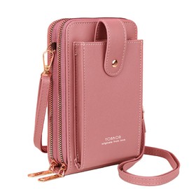 FairyPomu Smartphone Shoulder Pouch Wallet Crossbody Shoulder Bag Women's Smartphone Pochette Mini Bag Mobile Shoulder Pochette Pouch, Pink