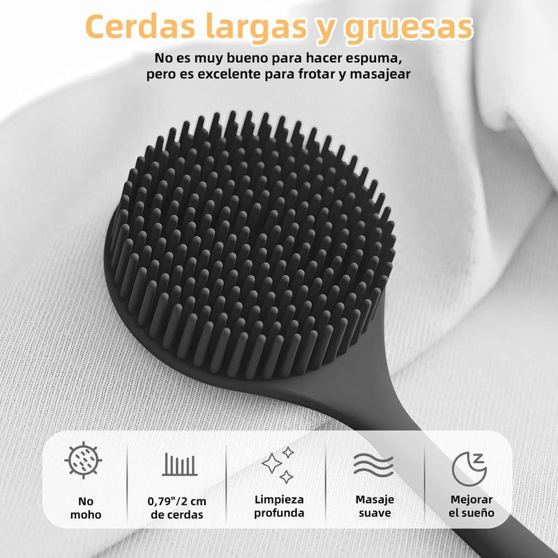Set de 4 Cepillos Corporales de Silicona para Baño:Cepillo de