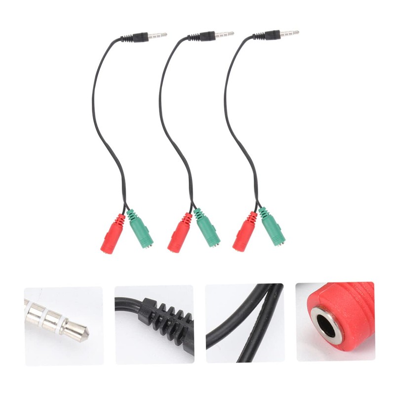 KOMBIUDA 3pcs Audio Splitter Adapter Headphone Speaker Cable Compact Lightweight