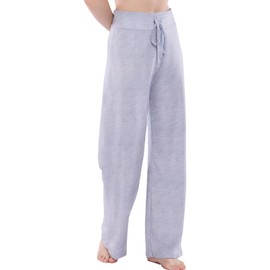 NEWCOSPLAY Women's Comfy Pajama Pants Casual Drawstring Palazzo Lounge Wide Leg Pants (Grey White, XX-Large)