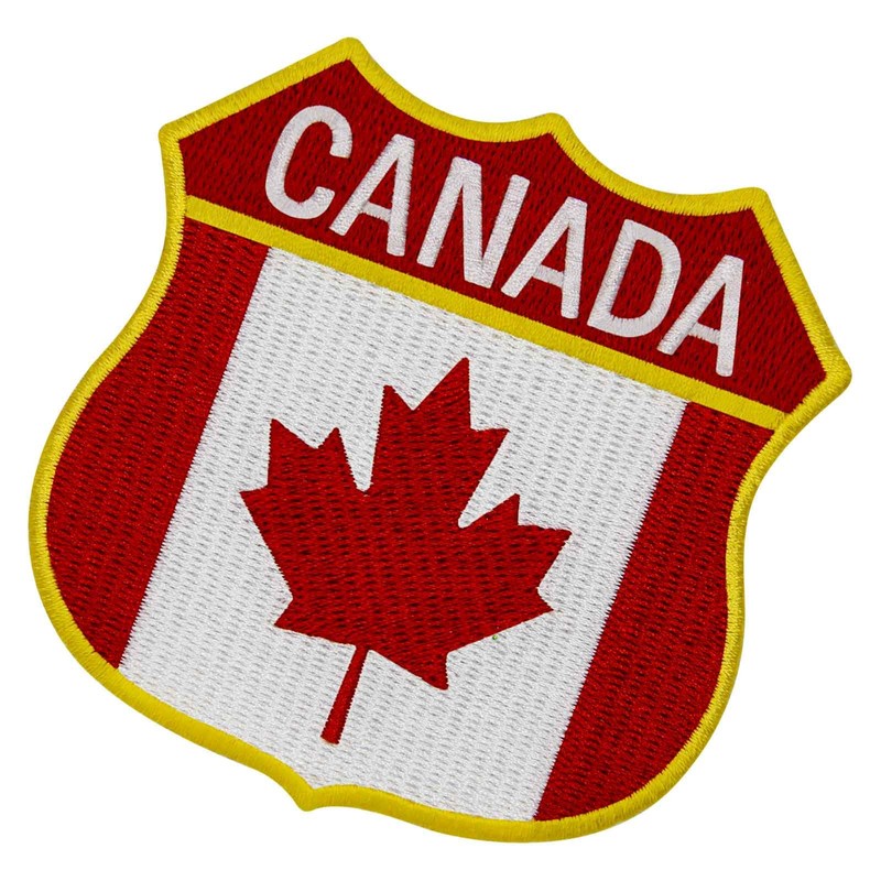 EmbTao Canada Shield Flag Patch Embroidered Badge Biker Applique Iron