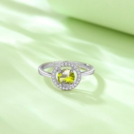 INFUSEU August Birthstone Rings Peridot Birth Stone Jewelry Gifts for Women Sterling Silver 925 Cubic Zirconia Adjustable Size 7 6 8 Stackable Stacking Cute Small Birthday Valentines Mothers Day