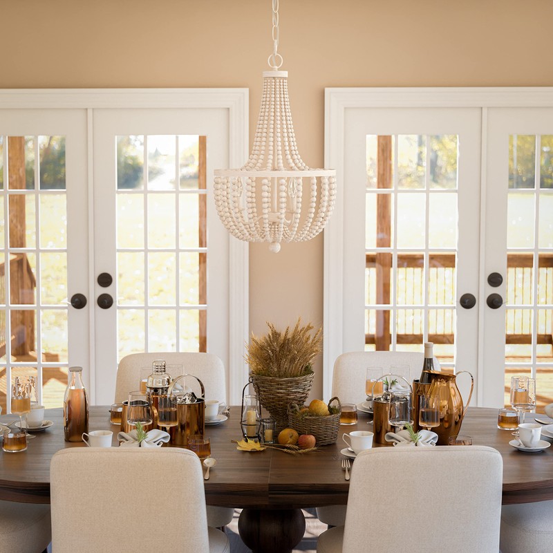 Kenroy Home 93131WW Dumas Chandeliers, Medium, White with Weathered White