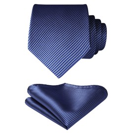 Hisdern Tie for Men, Wedding Tie with Pocket, Square, Classic, Plaid Houndstooth Business Tie, with Handkerchief