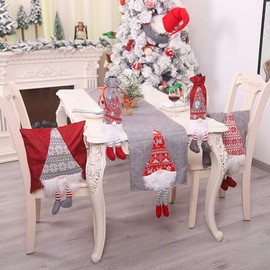 SH Christmas Table Runner, Santa Gnome Tablecloth Dinner Table Flag Cover Decorative Table Linens for Xmas Party Home Decoration 215 x 33.5 cm/84.6 x 13 Inch