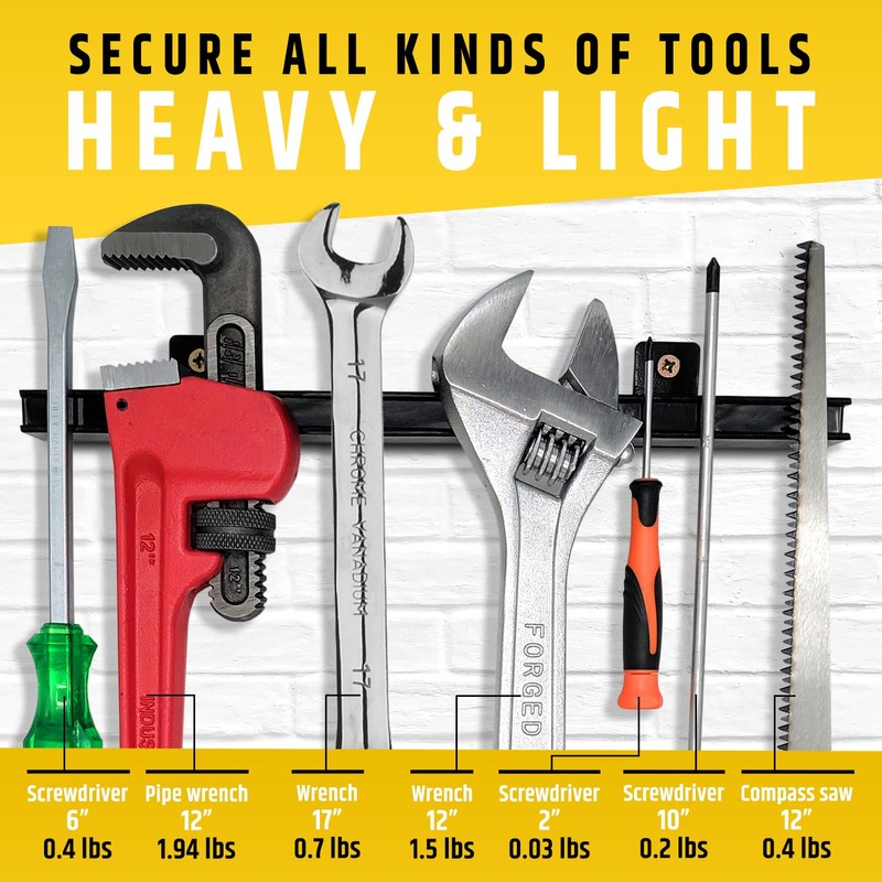 12" Heavy-Duty Magnetic Tool Holders (4 Pack - 48" Total)