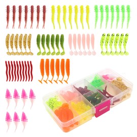 OriGlam 68pcs Fishing Topwater Lures Kits Mixed Artificial Baits Tackle Box, Soft Plastic Fishing Lures Baits Including Soft Worm Centipede for Bass Trout Walleye