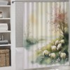 DIPQIMI Casual River Animal Sheep Shower Curtain, Tree Floral Bathroom