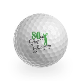 DV DESIGN 3 x Golf Balls - 80 & Still Swinging Eighty 80th Birthday Joke Funny Age Golfing Club Sport Husband Dad Brother Friend Men Gift #GB0029