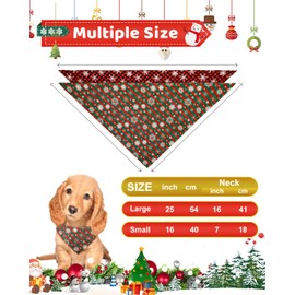 2 Pack Dog Christmas Bandanas, FINPAC Triangle Merry Christmas Printing Plaid Pet Scarf Bibs Kerchief Set, Pet Holiday Xmas Decoration for Small Large Puppy Dogs Cats Small Animals, Snowflakes