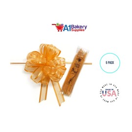 Gold 4" Bows x 18 Loops Organza Ribbon Pull Bows with Satin Edge by A1 Bakery Supplies