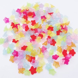 lacitycover Jewelry Making Set, 200 Pieces Mixed Color Acrylic Flowers with Thread Hole for DIY Craft