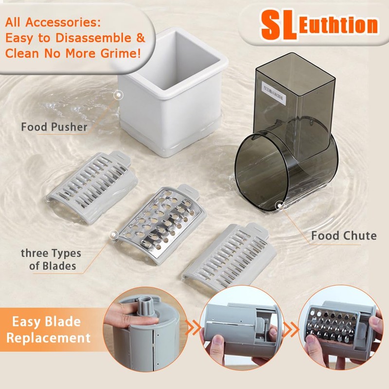 SL Euthtion Cordless Electric Vegetable Slicer Chopper & Cheese Grater
