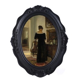 SIKOO Vintage Picture Frames 5x7 Antique Oval Picture Frame Tabletop and Wall Mount Vintage Wall Decor Black