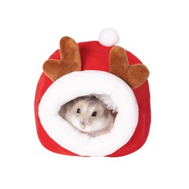 WishLotus Hamster Bed, Mini Soft and Warm Hamster House Cute Non-Slip Hamster Sleeping nest Small Animals Bedding House for Dwarf Hamsters, Mini Hedgehogs and Small Pets (red)